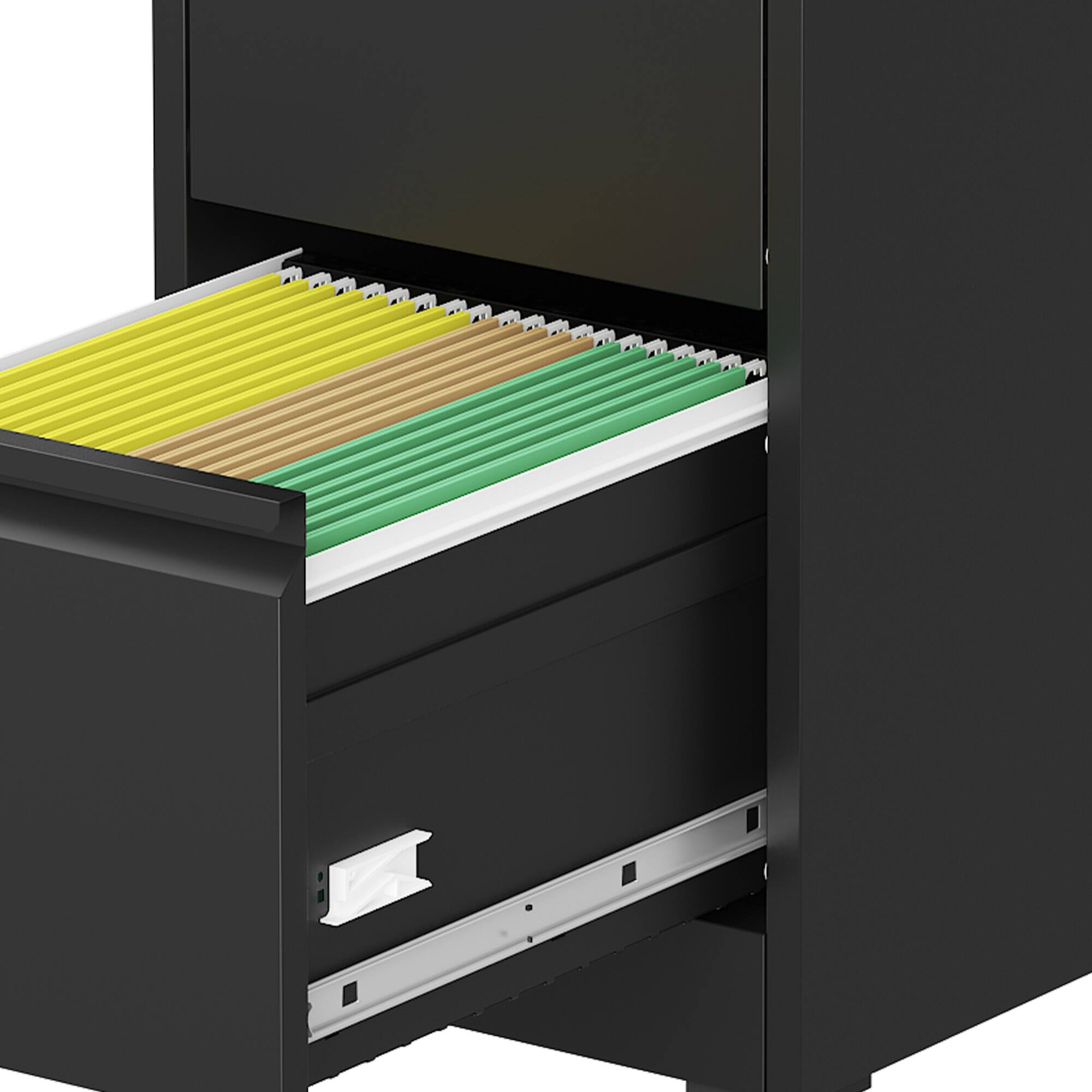 Alt View 6. Boyel Living - 4-Drawer Mobile Vertical Metal File Cabinet with Lock - Black.