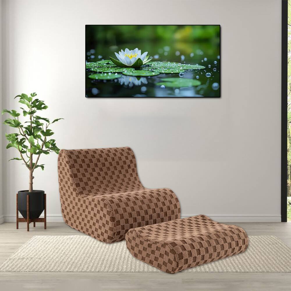 Front. Hivvago - Comfortable Bean Bag Chair with Matching Ottoman and High-Resilience Sponge Filling - Brown.