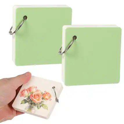 Front. Unique Bargains - 2pcs Mini Watercolor Sketchbook 3.15x3.15 Inch, 55 Sheets/110 Pages 230GSM Portable Square Travel Notebook Painting - Green.