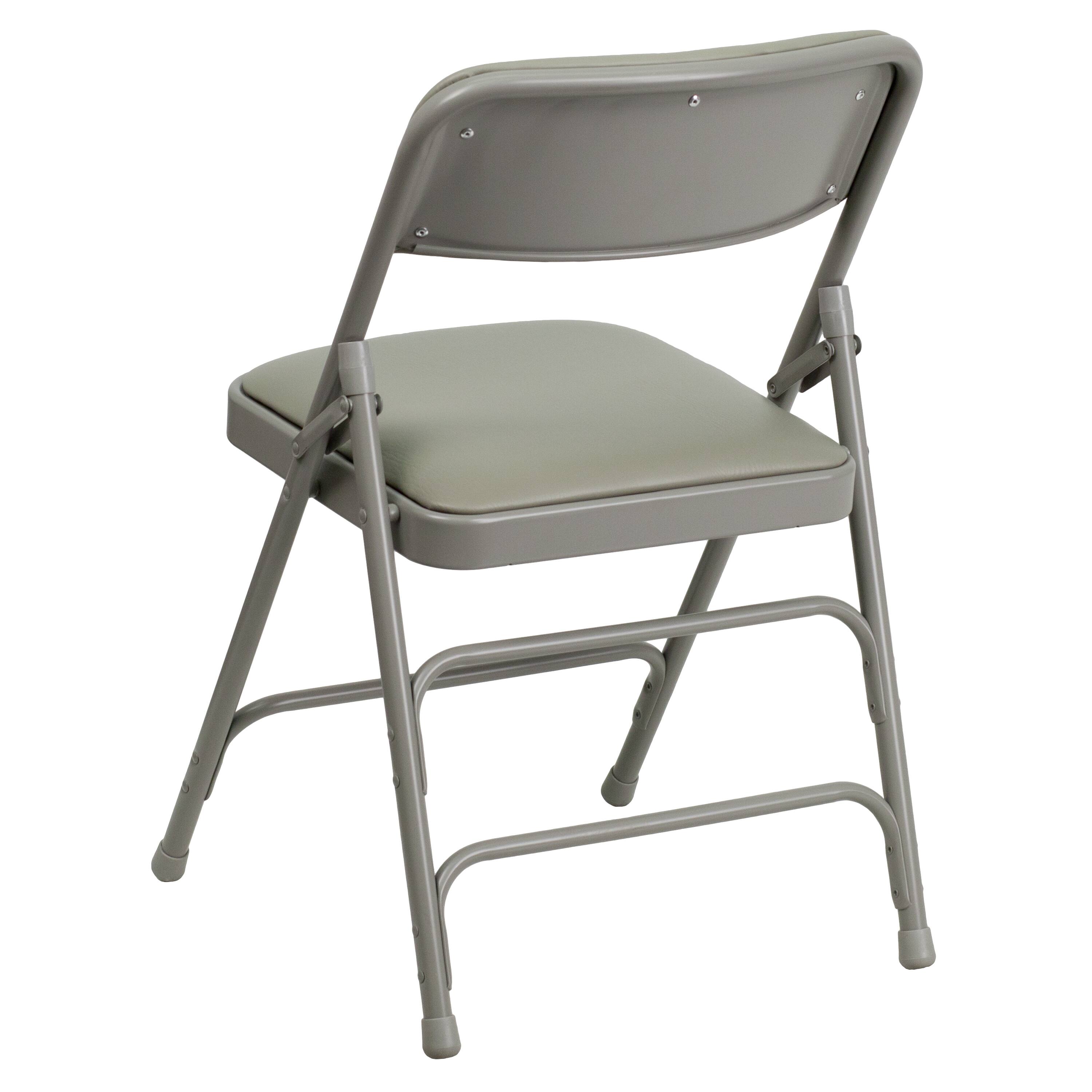 Alt View 9. Emma + Oliver - 4 Pack Home & Office Portable Party Events Padded Metal Folding Chair - Gray Vinyl/Gray Frame.