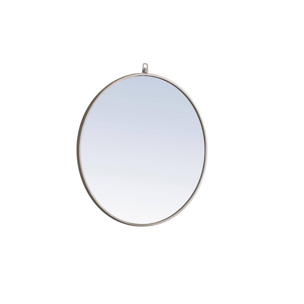 Alt View 5. Elegant Decor - Metal frame Round Mirror with decorative hook 28 inch Silver finish - Silver.