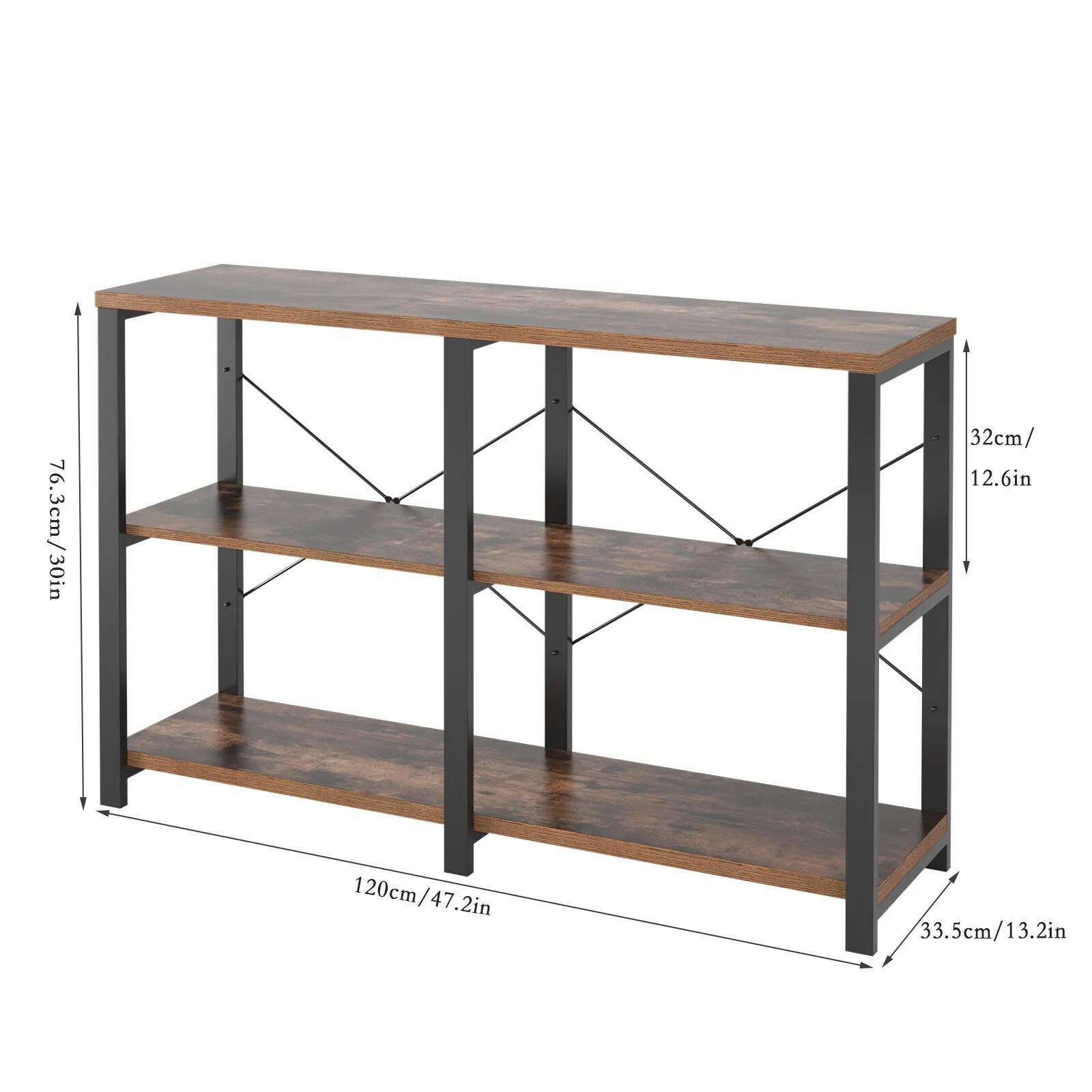 76.3cm/30in  
32cm/12.6in  
120cm/47.2in  
33.5cm/13.2in
