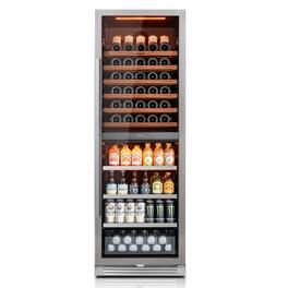 Ca'Lefort - 24inch Dual Zone Wine Cooler & Beverage Refrigerator:77-Bottle Wine Fridge + 177-Can Drinks Cooler - Stainless Steel