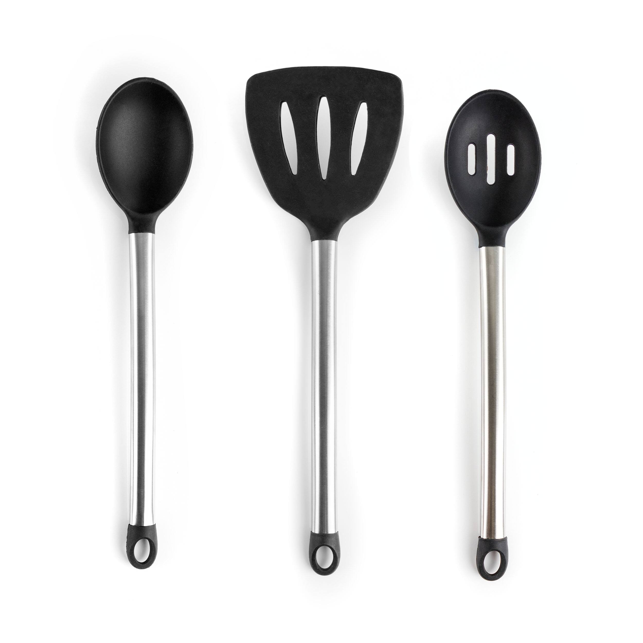 Alt View 3. MegaChef - MegaChef Gray Silicone and Stainless Steel Cooking Utensils, Set of 14 - Gray.