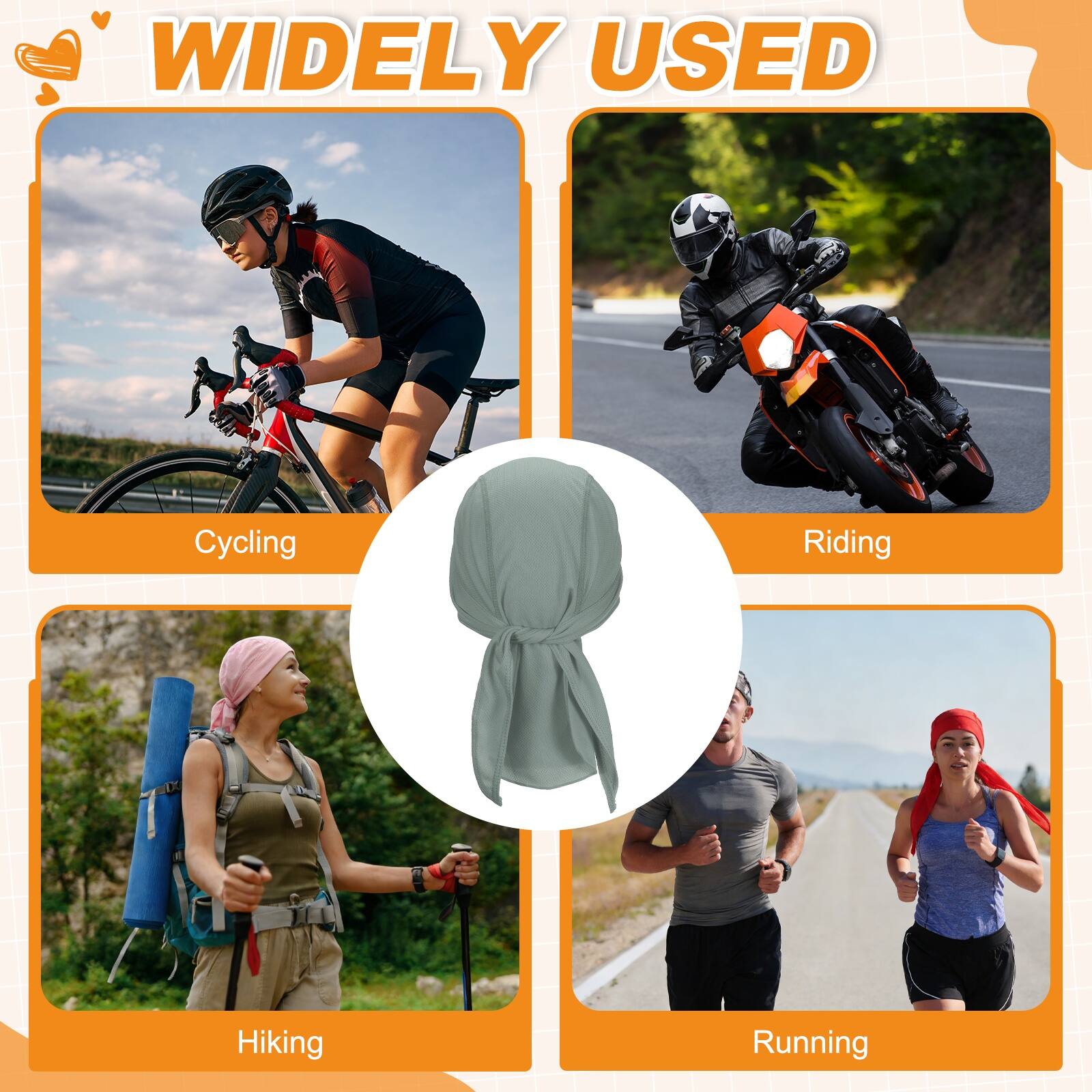 WIDELY USED

Cycling  
Riding  
Hiking  
Running