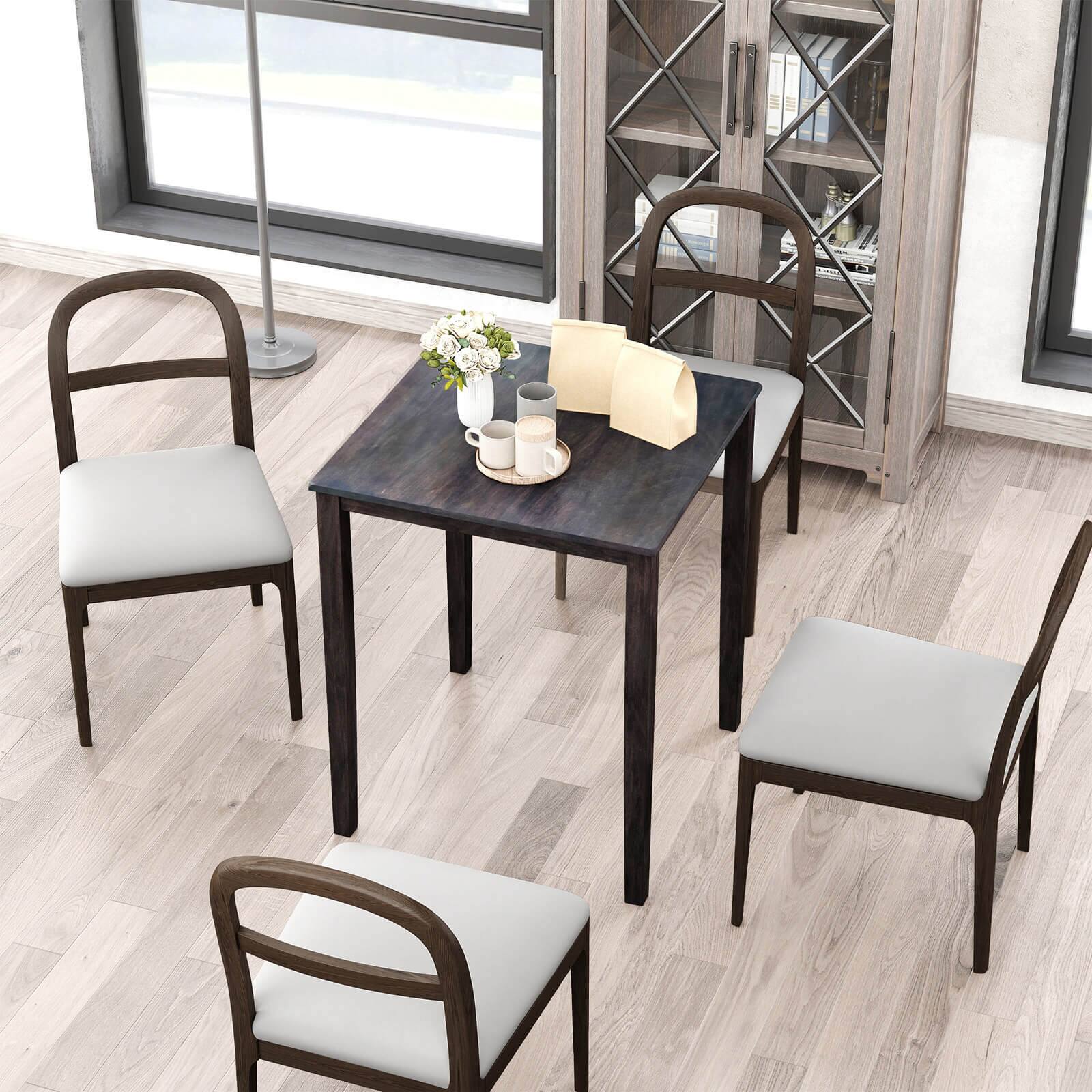 Alt View 3. Costway - Costway Square Dining Table for 4-Person with Solid Wood Frame for Dining Room - Gray.