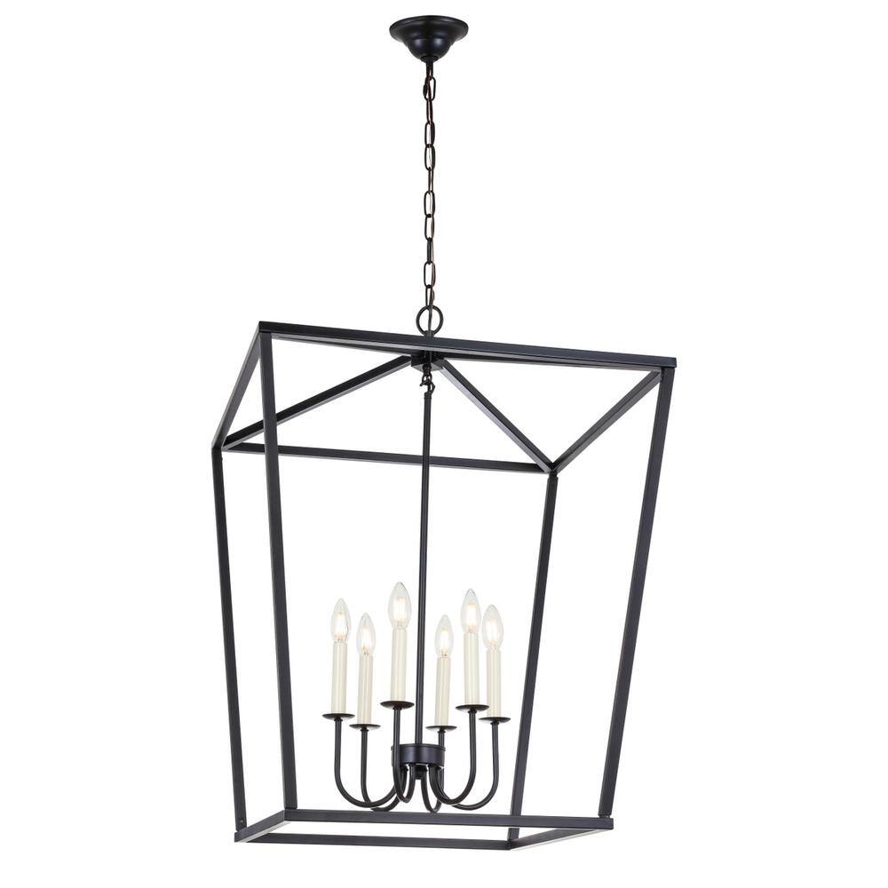 Alt View 5. Living District - Maddox 6 light Black chandelier - Black.