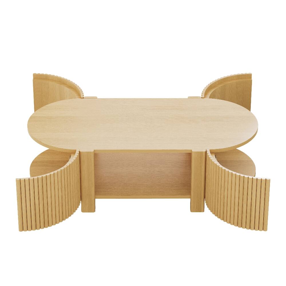 Alt View 6. Loheer - Loheer Living Room Table Set of 3 Solid Wood Coffee Table Natural - Natural.