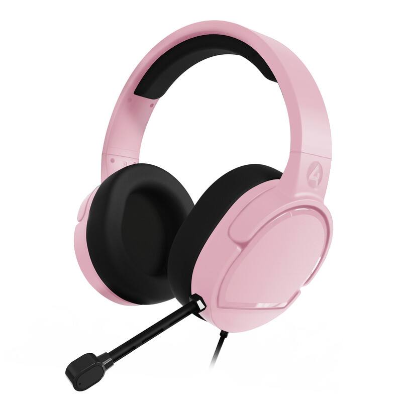 Front. 4Gamers - Panther Blush Over-Ear Headset - PS4/PS5, Xbox, Switch, PC - Mic, 3.5mm Jack, 1.5m Cable - Pink.