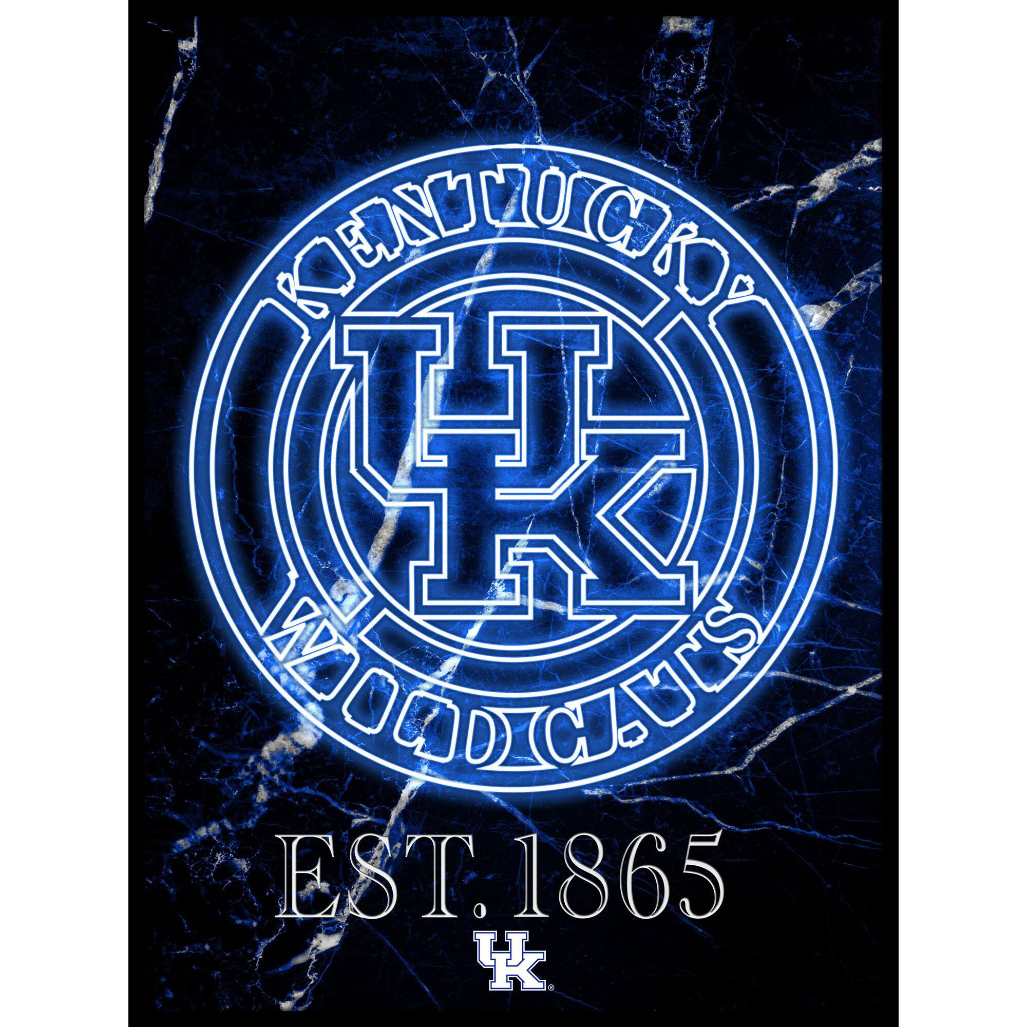 Black Kentucky Wildcats 12'' x 16'' Framed Circle Logo Print