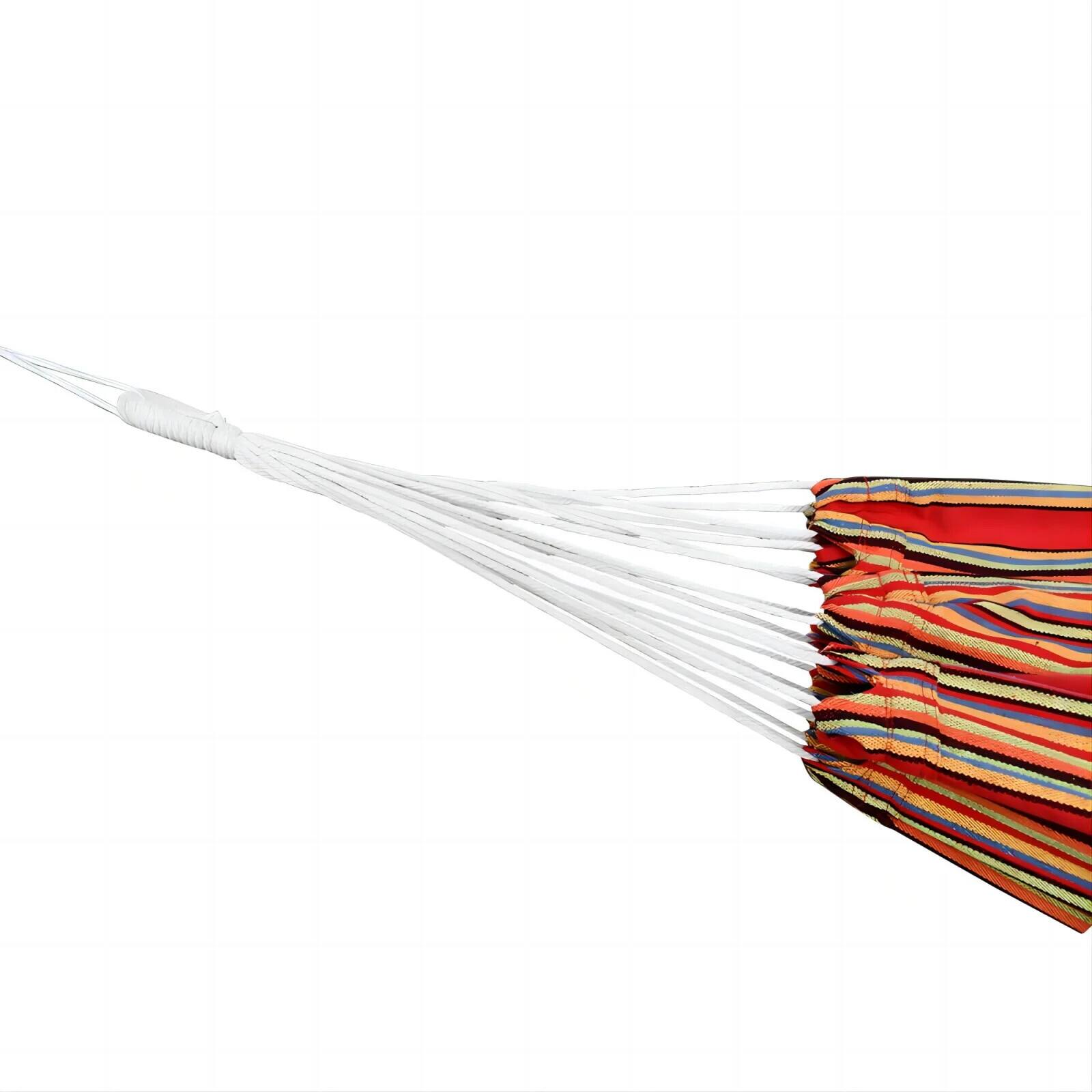 Alt View 2. SKONYON - 2-Person Brazilian-Style Cotton Double Hammock Bed with Portable Carrying Bag - Rainbow.