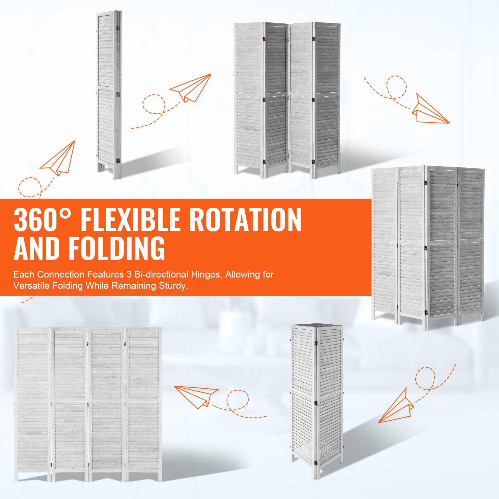 360° FLEXIBLE ROTATION AND FOLDING  
Each Connection Features 3 Bi-directional Hinges, Allowing for Versatile Folding While Remaining Sturdy.