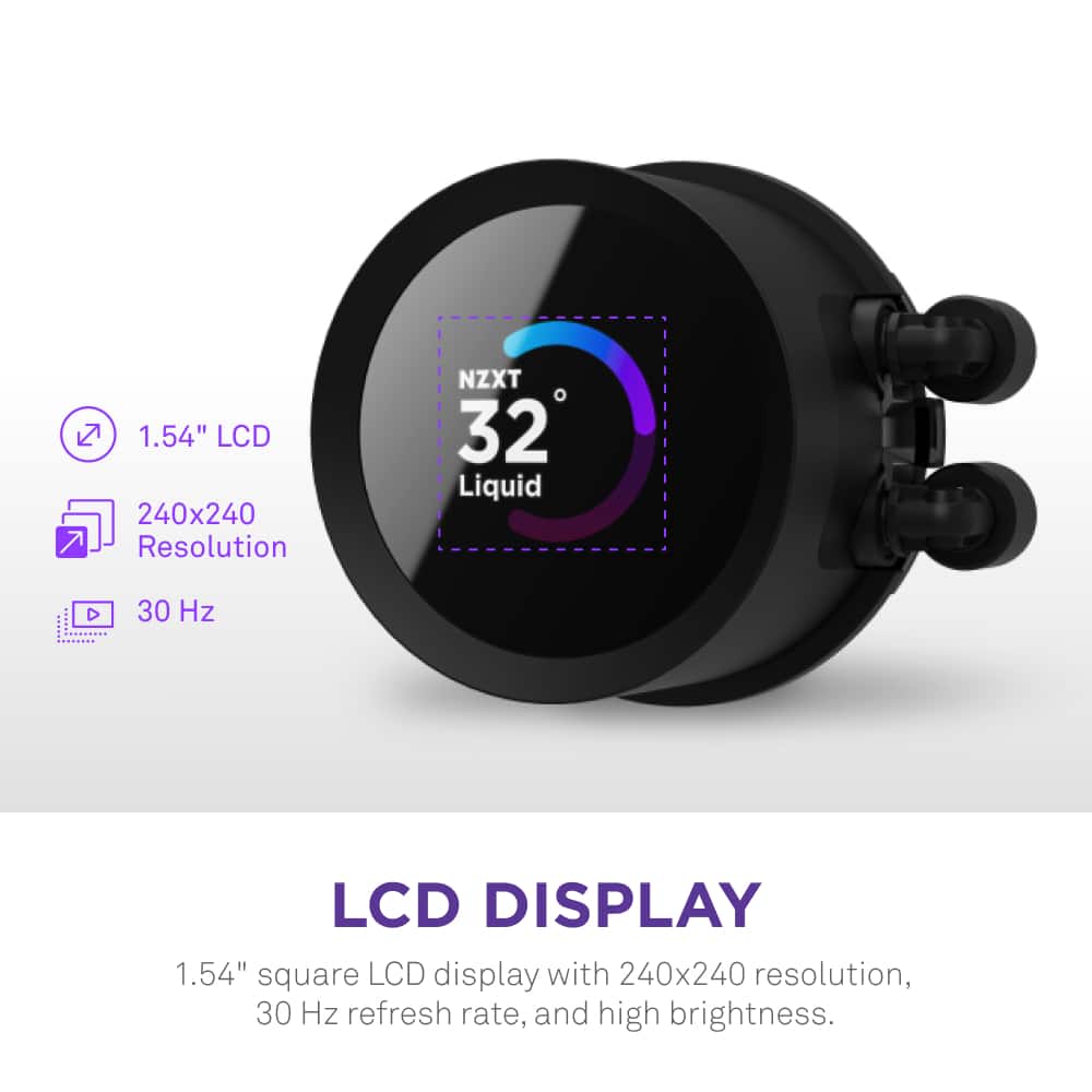 LCD Display:
* 1.54" square LCD display
* 240x240 resolution
* 30 Hz refresh rate
* High brightness