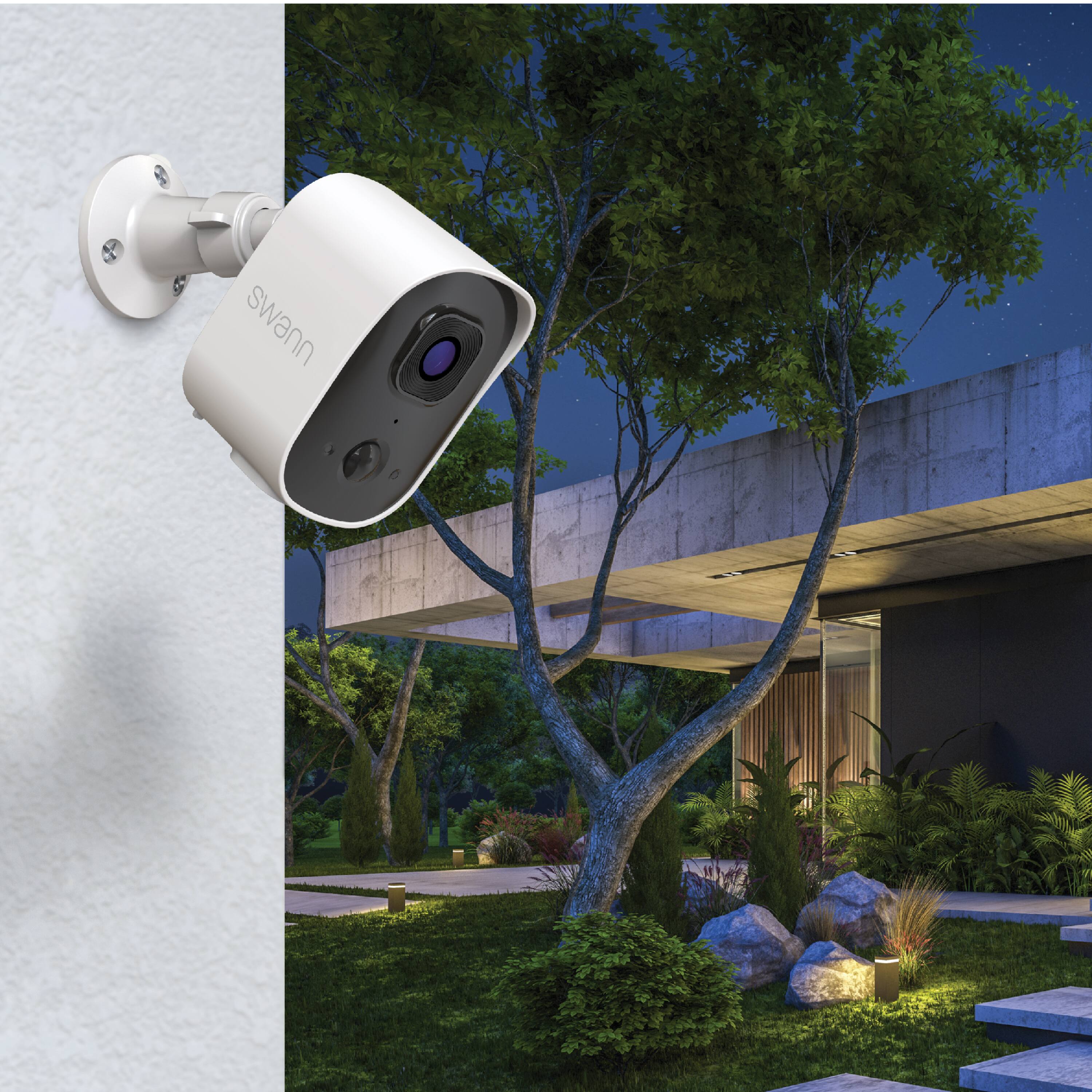 Back. Swann - Swann EVO 2K WiFi Security Camera, Weatherproof Outdoor, Color Night Vision, Motion Detect, Two-Way Audio, 32GB MicroSD - White.