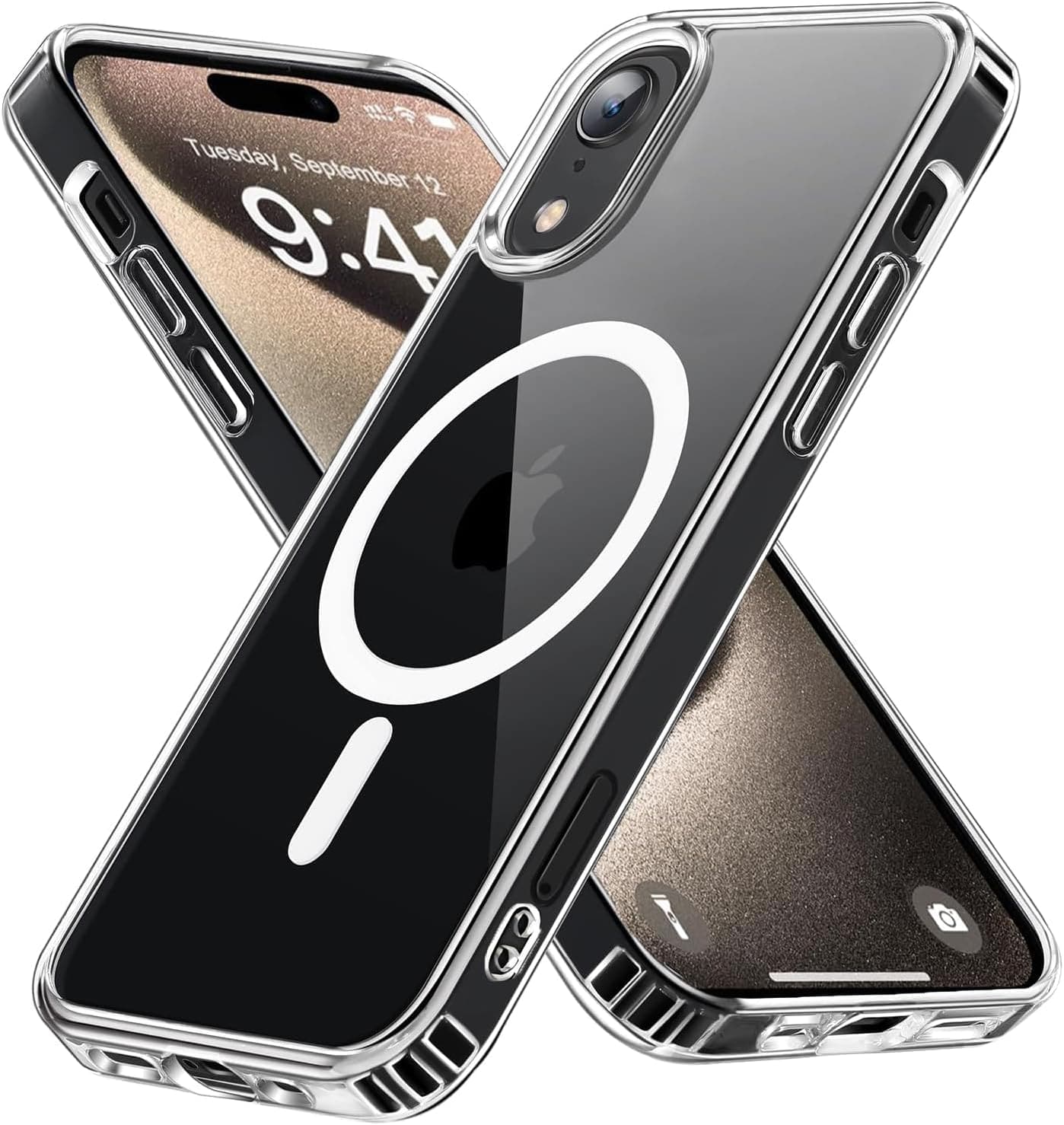 Entronix - Magnetic Case for iPhone X/XS - Durable Hard Back Design - Clear