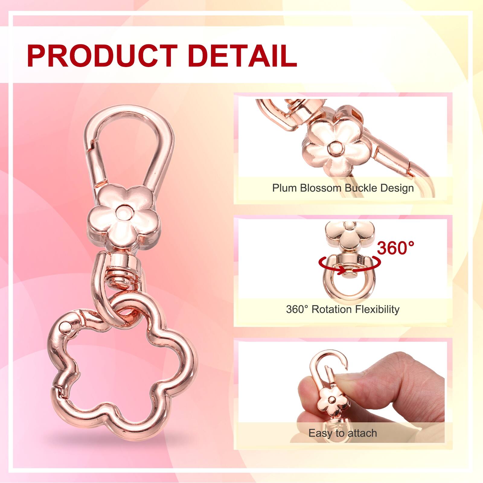 PRODUCT DETAIL

- Plum Blossom Buckle Design
- 360° Rotation Flexibility
- Easy to attach