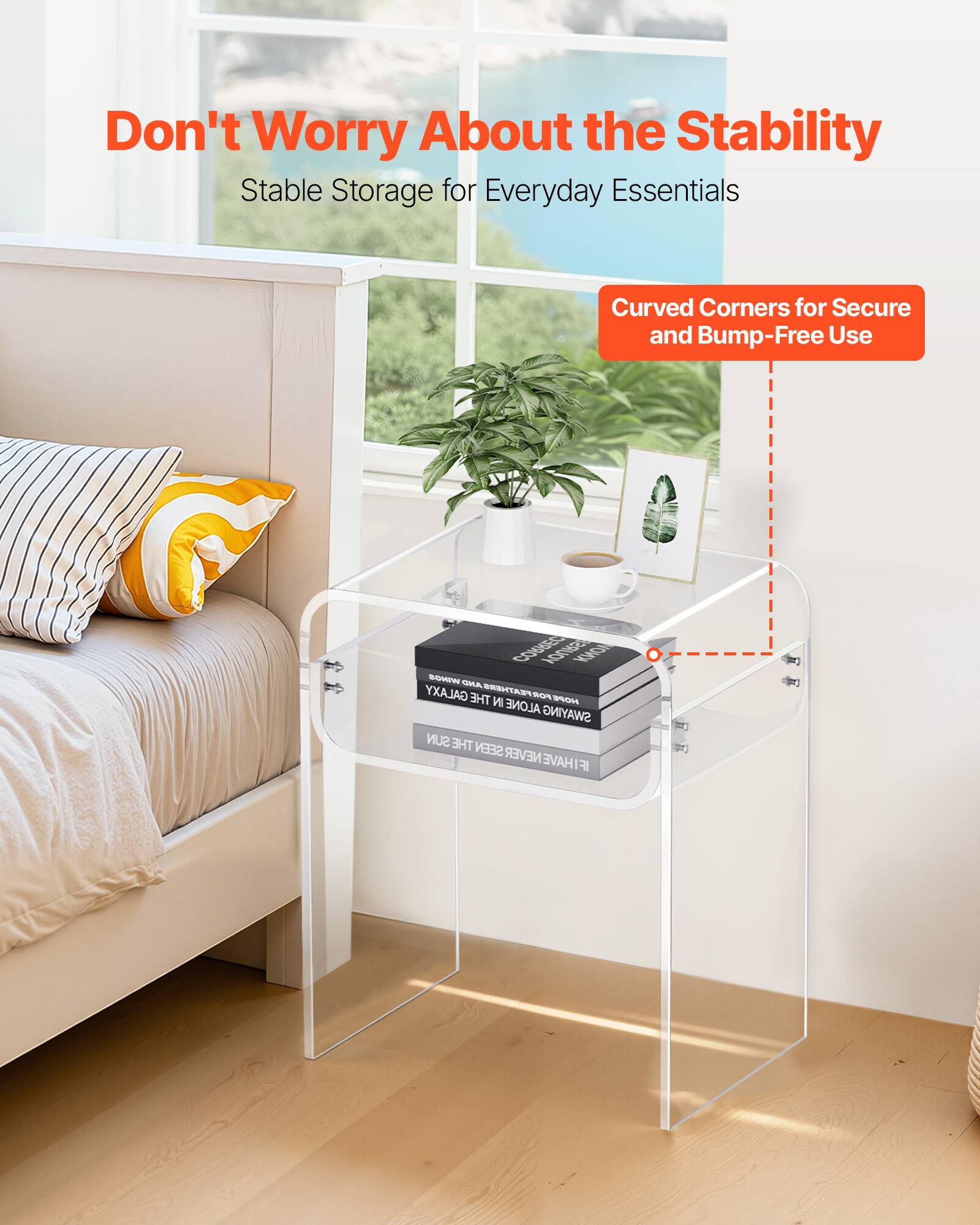 Don't Worry About the Stability  
Stable Storage for Everyday Essentials  
Curved Corners for Secure and Bump-Free Use