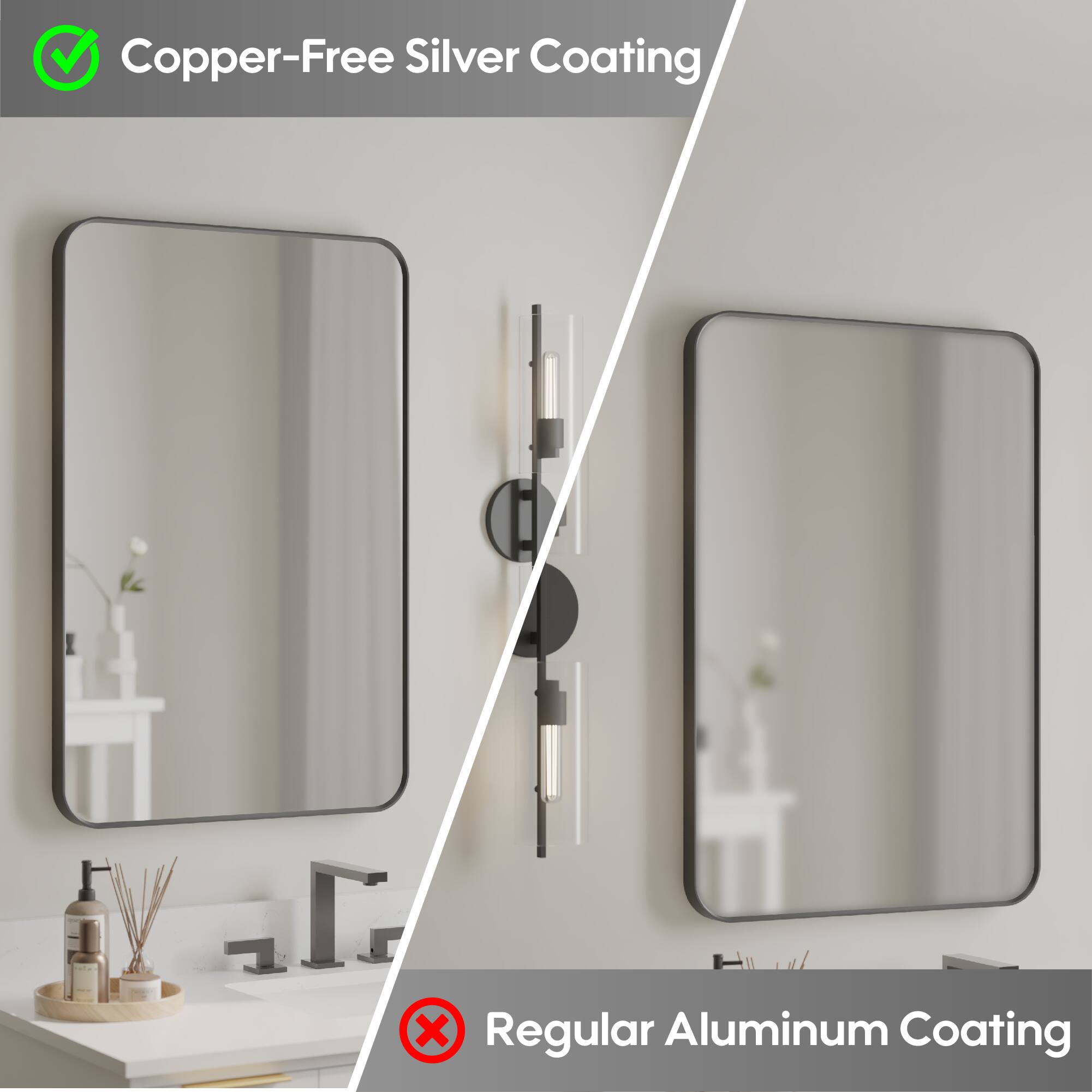 Copper-Free Silver Coating  
Regular Aluminum Coating