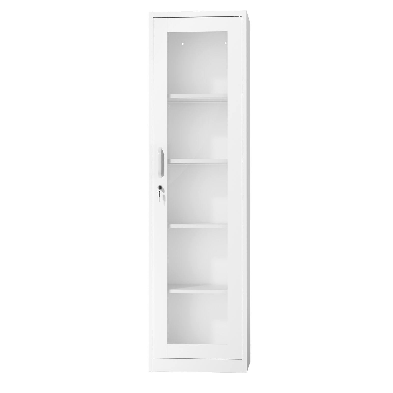 Alt View 4. Winado - 65" Tall Metal Storage Cabinet with Locking Glass Door and 4 Adjustable Shelves for Curio Liquor Display in Retail Store - White.