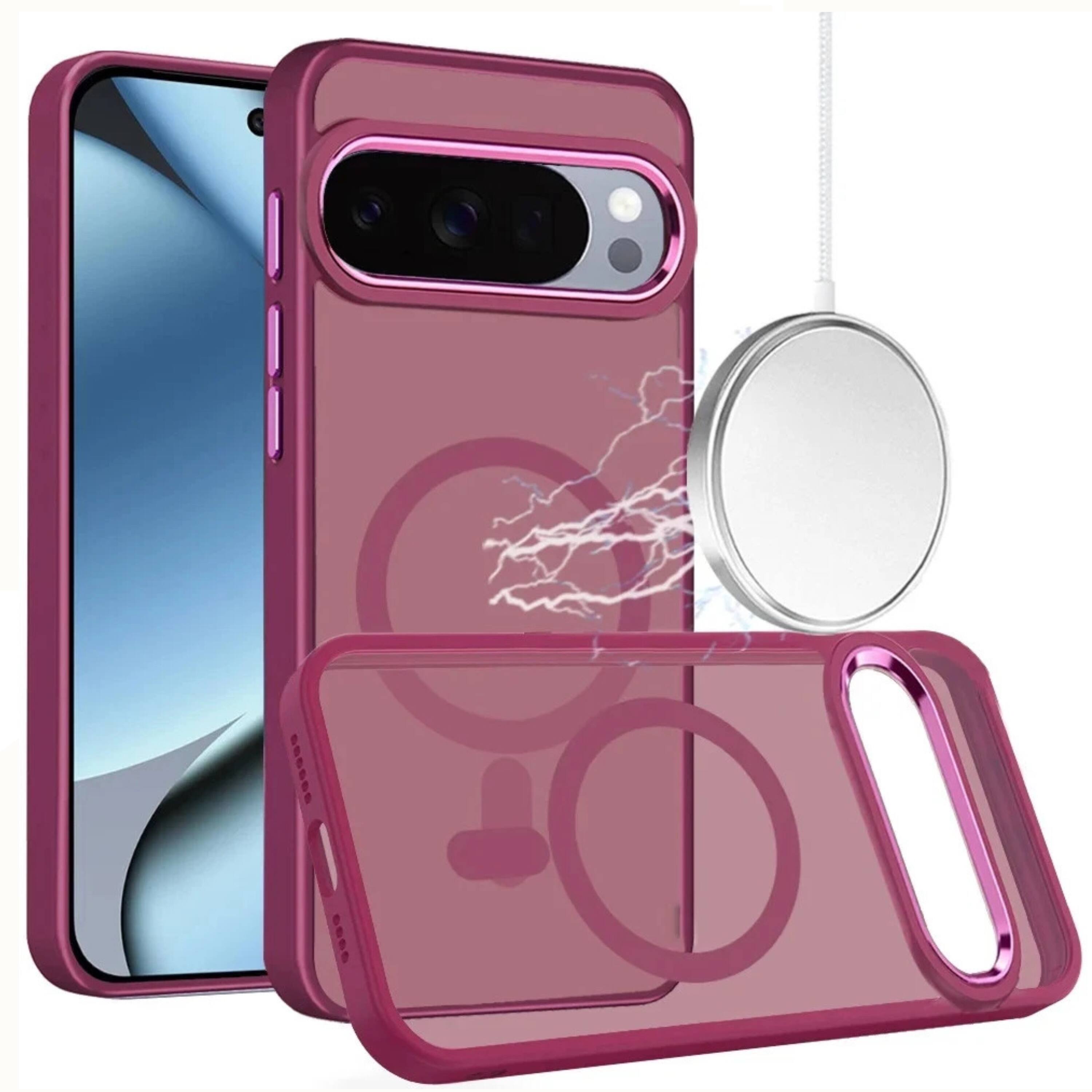 Kitcheniva - Transparent Magnetic Ring Case With Tempered Glass For Google Pixel 11 Pro XL - Burgundy price history on PriceWatchPro