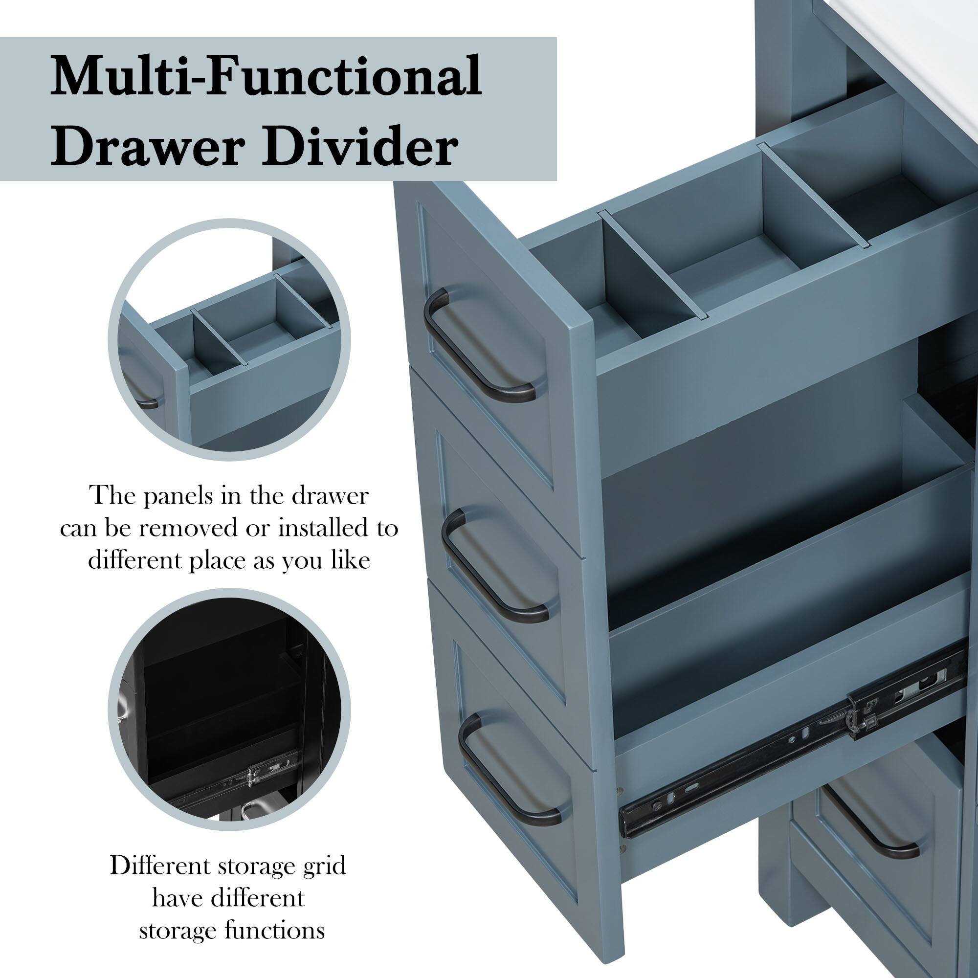 Multi-Functional Drawer Divider

The panels in the drawer can be removed or installed to different places as you like

Different storage grid have different storage functions
