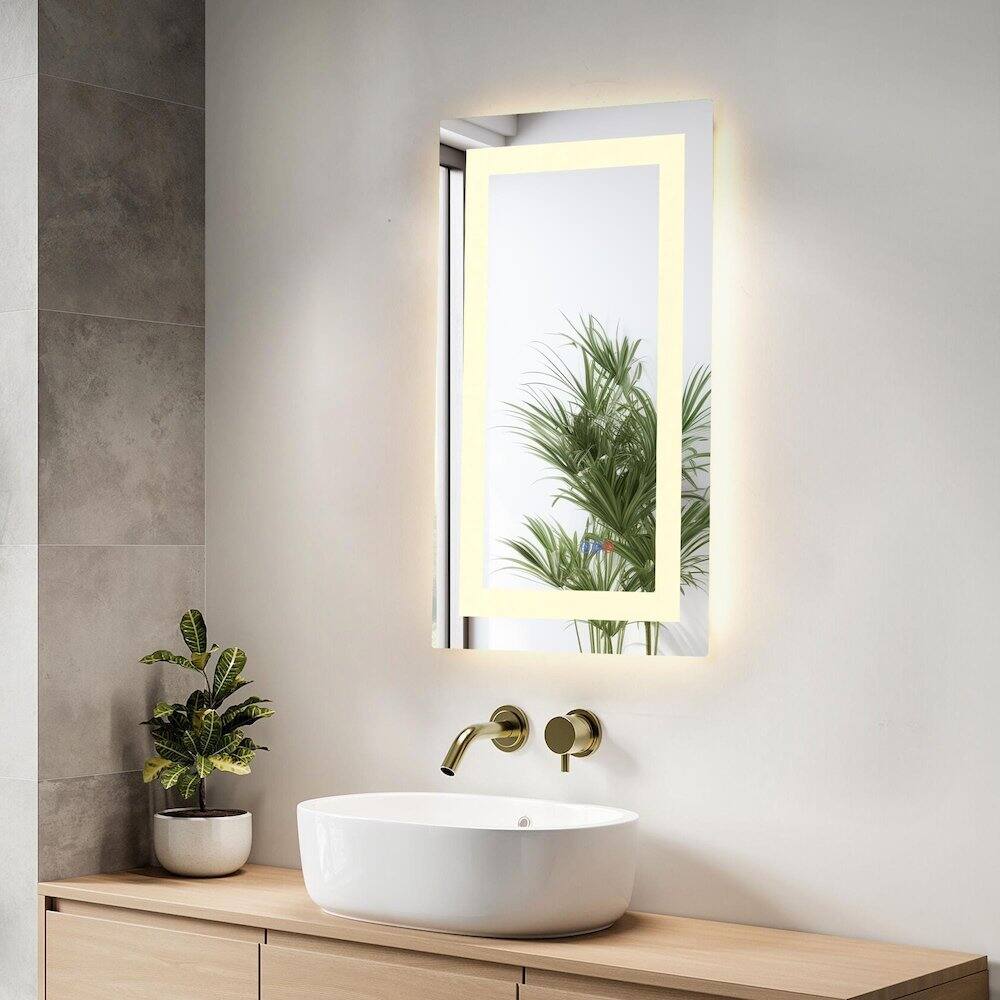 Alt View 10. Elegant Kitchen and Bath - Riven 30X18 Led Mirror, Adjustable Color 3000K/4200K/6400K - White.