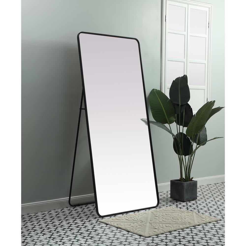 Alt View 6. Elegant Decor - Soft Corner Metal Rectangle Mirror 32x72 Inch in Black - Black.