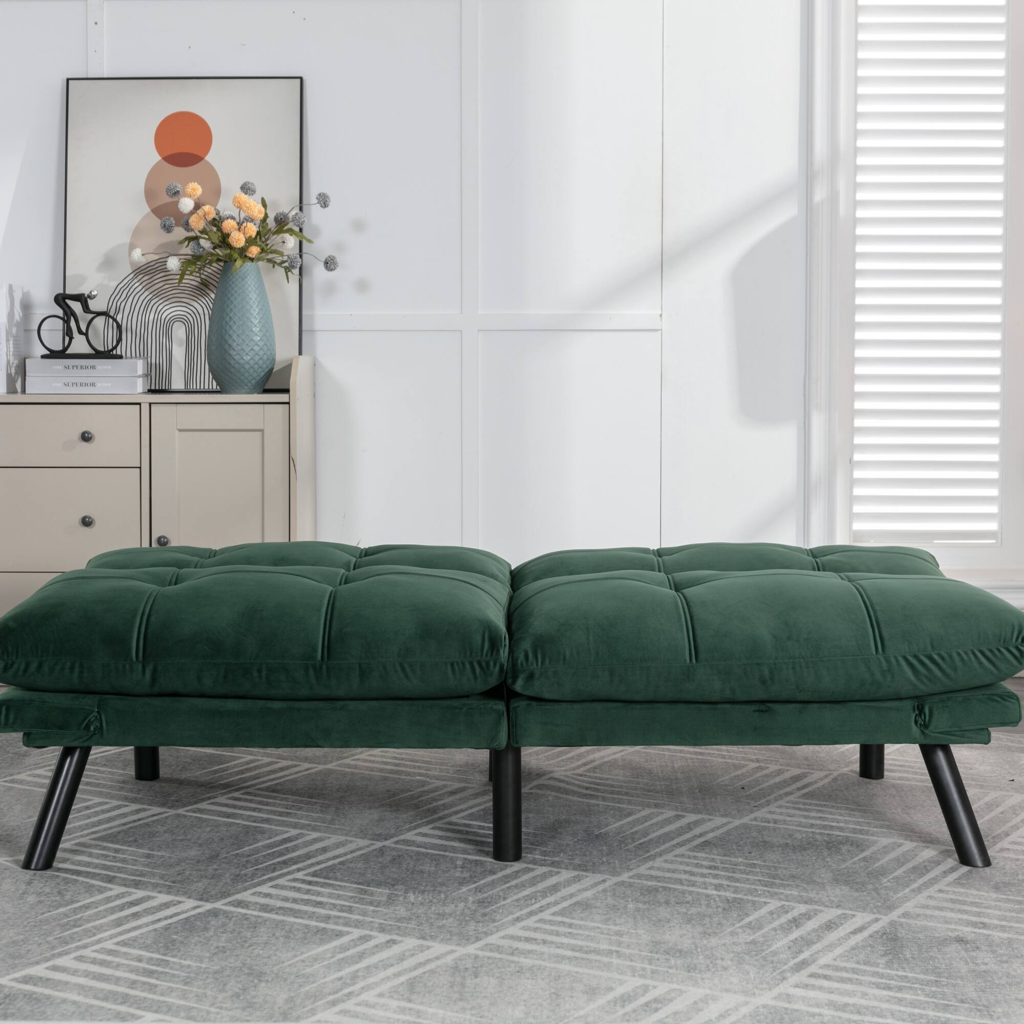 Alt View 4. GOODSILO - Convertible Folding Sofa Bed with Adjustable Armrests and Backrest for Small Spaces - Emerald.