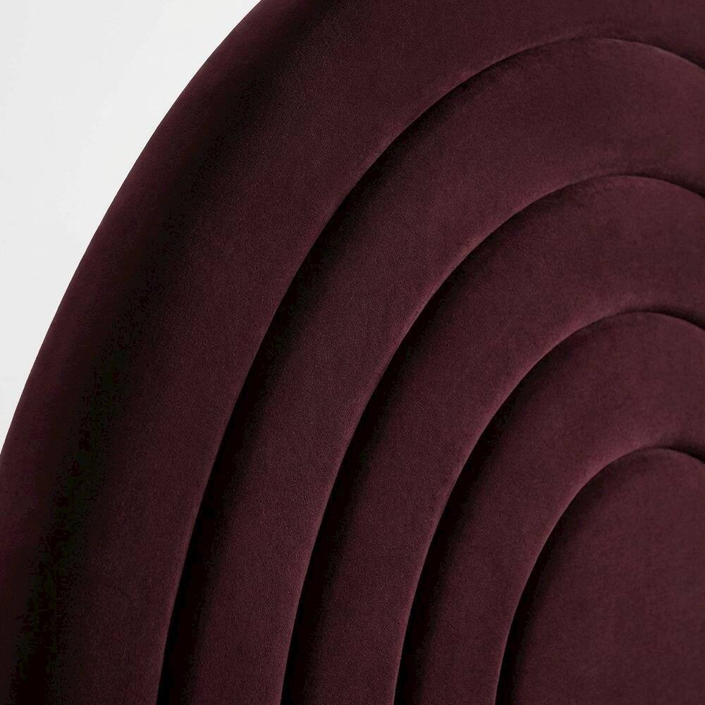 Back. FurniFact - Arched Velvet Full Headboard in Soft Performance Fabric with Plush Design - Purple.