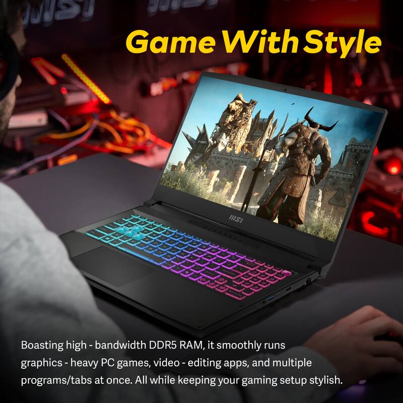 Game With Style

Boasting high-bandwidth DDR5 RAM, it smoothly runs graphics-heavy PC games, video editing apps, and multiple programs/tabs at once. All while keeping your gaming setup stylish.