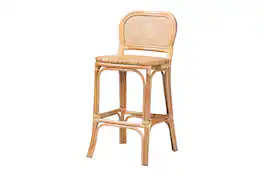 bali & pari - Adrena Modern Bohemian RatBar Stool - Natural Brown