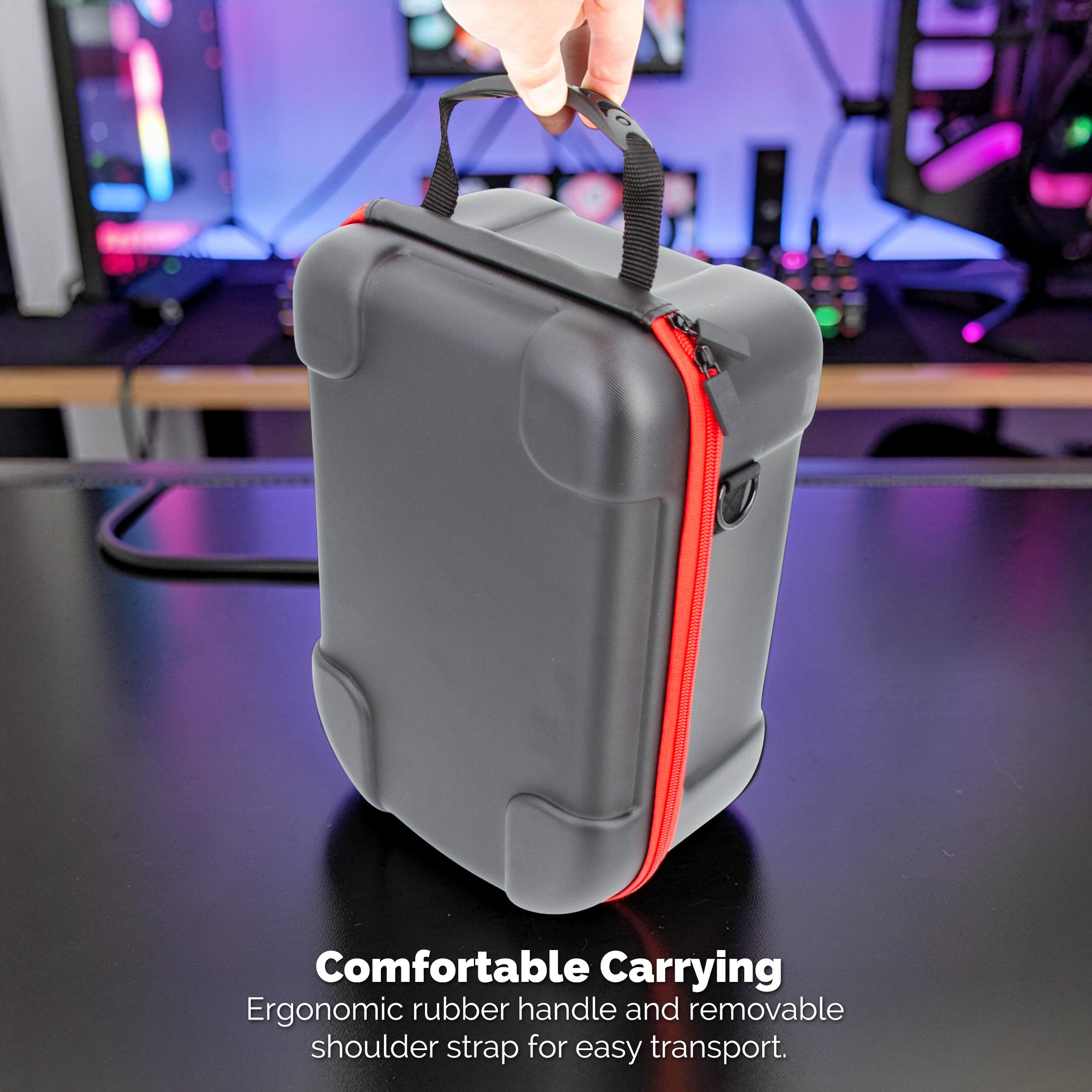Comfortable Carrying: Ergonomic rubber handle and removable shoulder strap for easy transport.