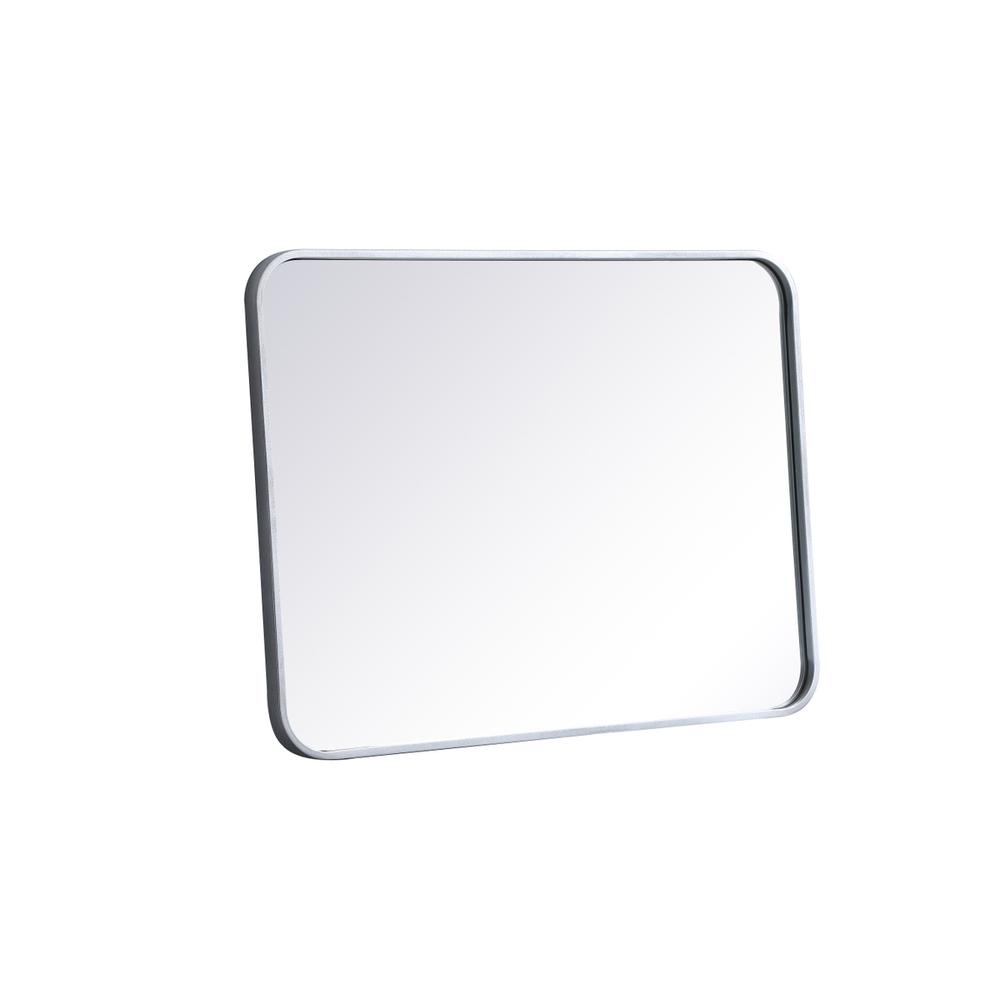 Left. Elegant Decor - Soft corner metal rectangular mirror 22x30 inch in Silver - Silver.