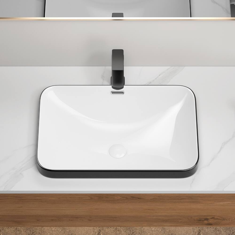 Left. Loheer - Loheer 22 Inch Undermount Bathroom Sink White Porcelain Basin - White.
