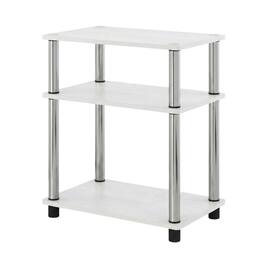 FurniFact - White Oak and Chrome 3-Tier End Table 2-Pack with Modern Design - White Oak/Chrome