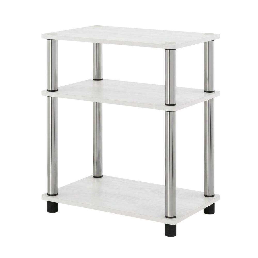 Front. FurniFact - White Oak and Chrome 3-Tier End Table 2-Pack with Modern Design - White Oak/Chrome.