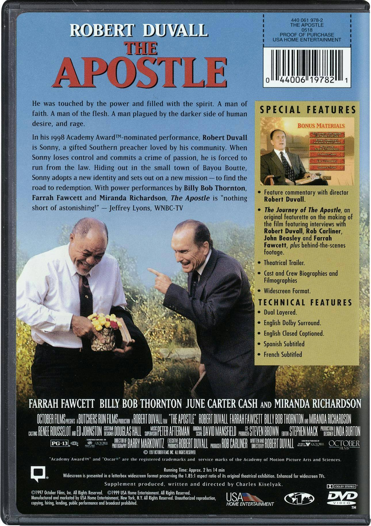 Back. The Apostle [DVD].