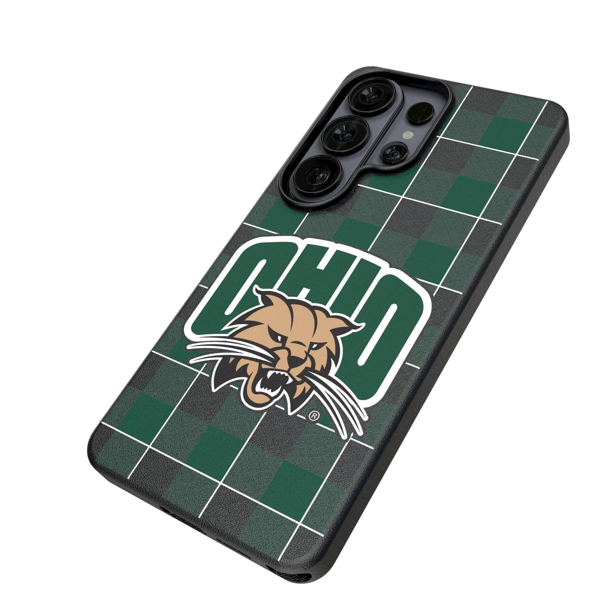 Alt View 1. Keyscaper - Ohio Bobcats Plaid Galaxy Magnetic Bump Case - S25 Ultra - Black.
