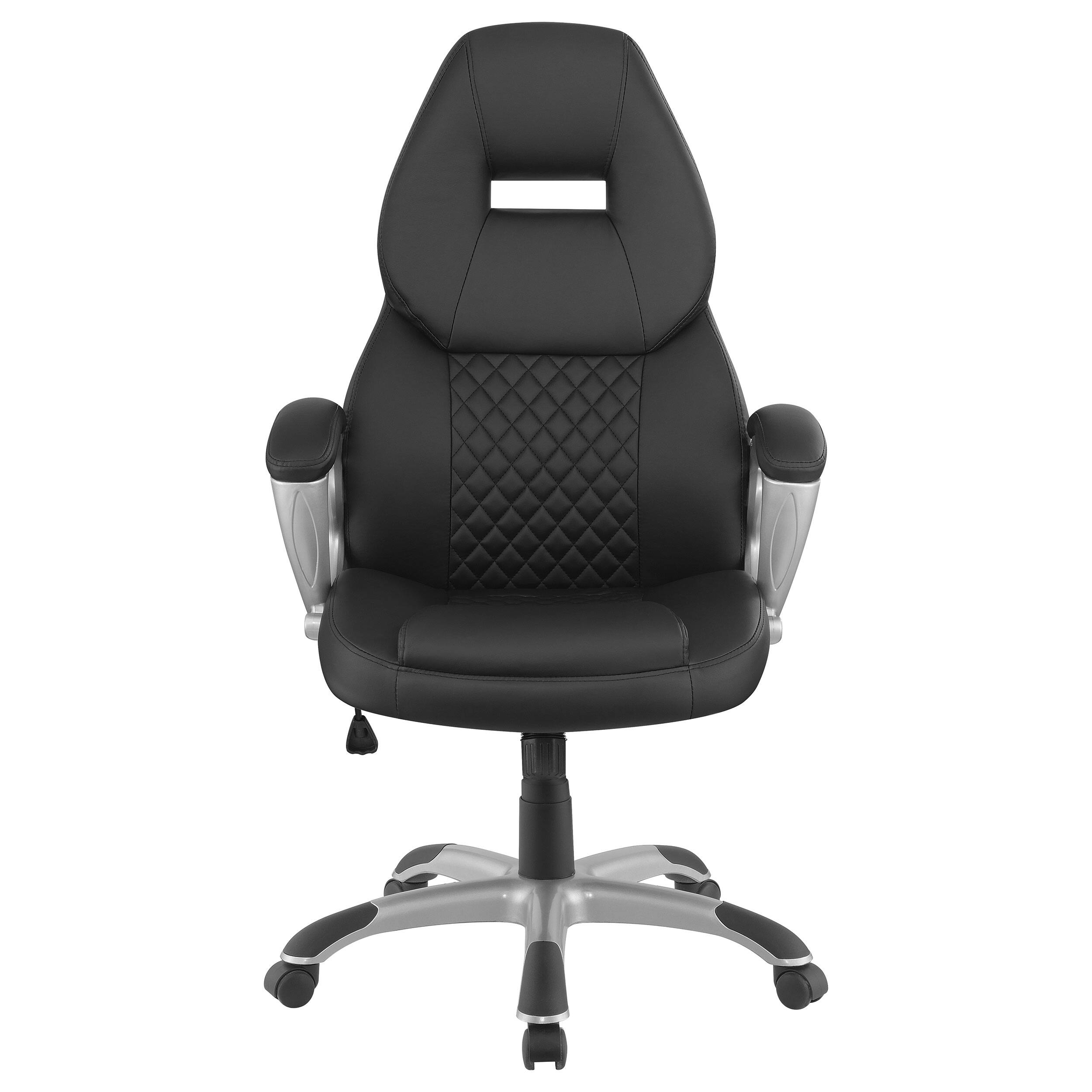 Back. TinyHomie - Bruce Black Upholstered Adjustable Home Office Chair - Black.