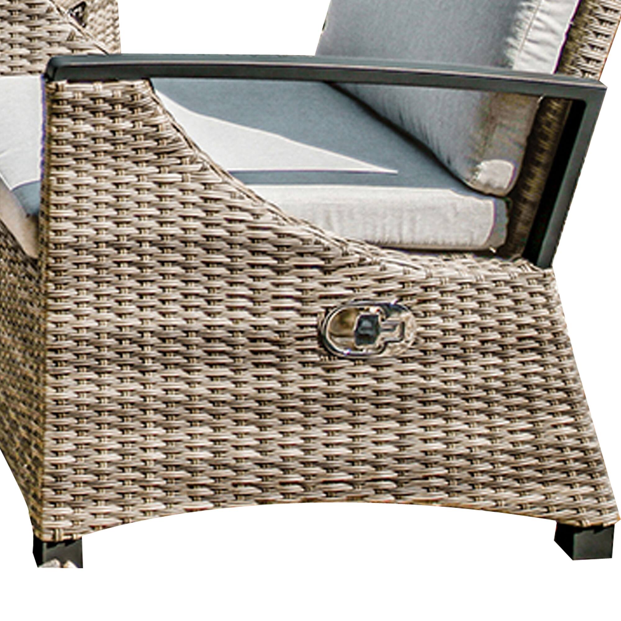 Alt View 3. Manhattan Lane - Foca 26 Inch Outdoor Dining Armchair,Tufted Backrest - Gray, Brown, Black.