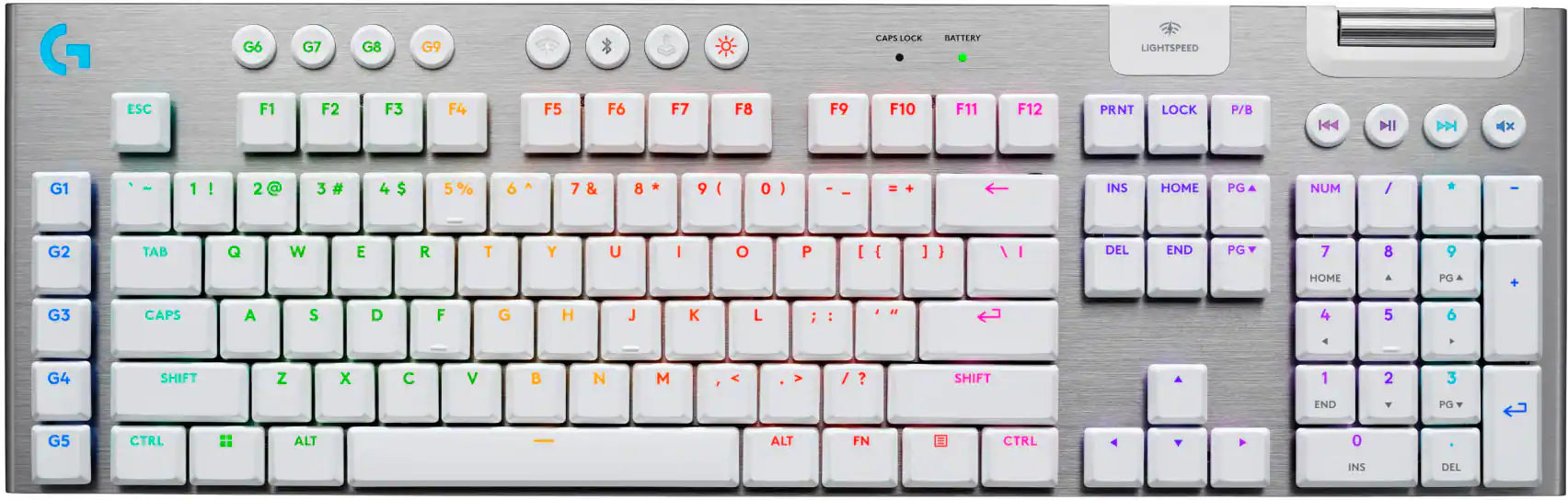 Logitech - G915 X LIGHTSPEED Full-size Wireless Mechanical GL Brown Tactile Switch Gaming Keyboard for PC/Mac with RGB Backlighting - White