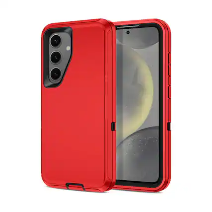 Front. Entronix - Entronix Case Compatible with Galaxy S25 FE - Triple-Layer Heavy Duty Protection - Red.