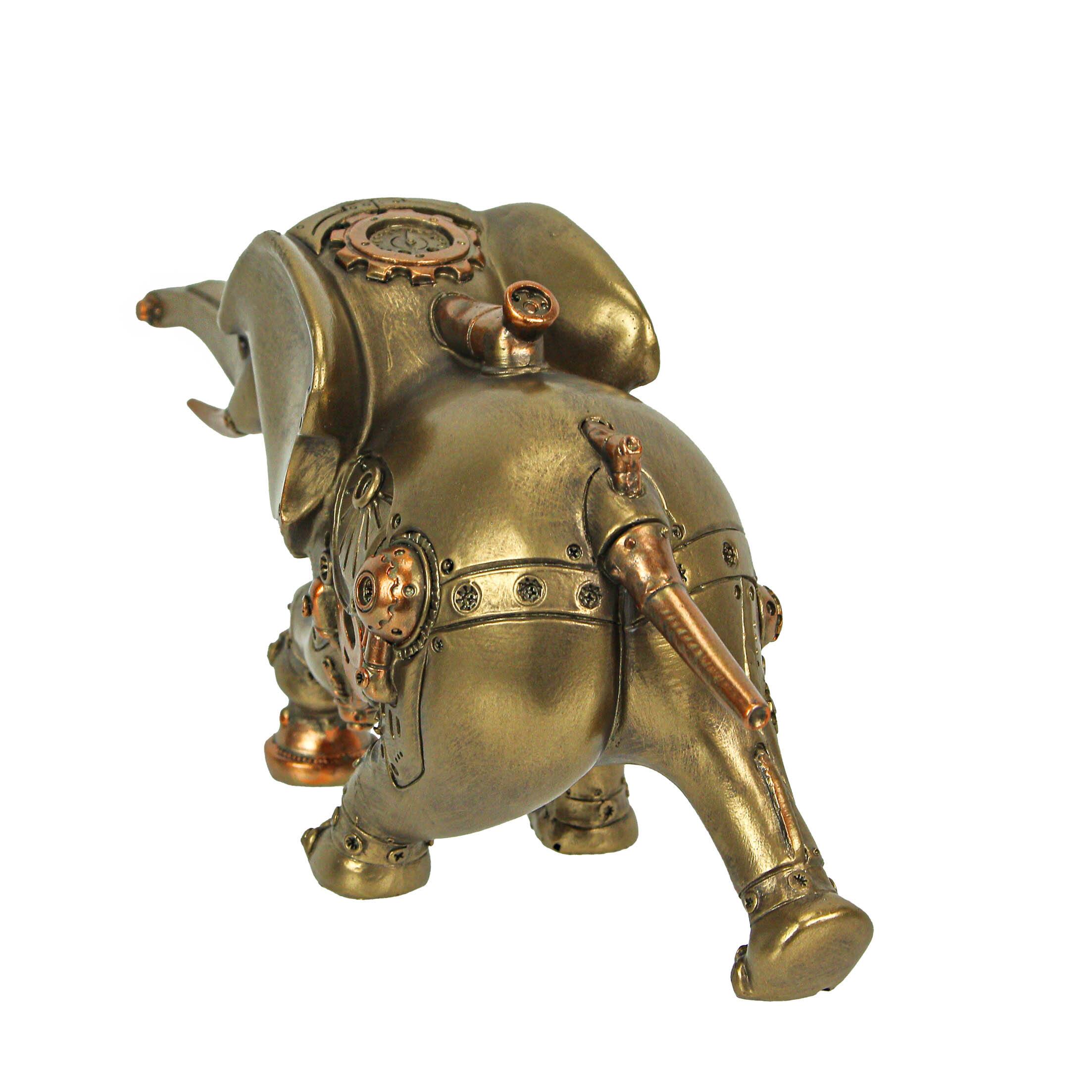 Alt View 4. Zeckos - Resin Bronze Copper Steampunk Elephant Sculpture Decorative Home Decor Figurine - Bronze.