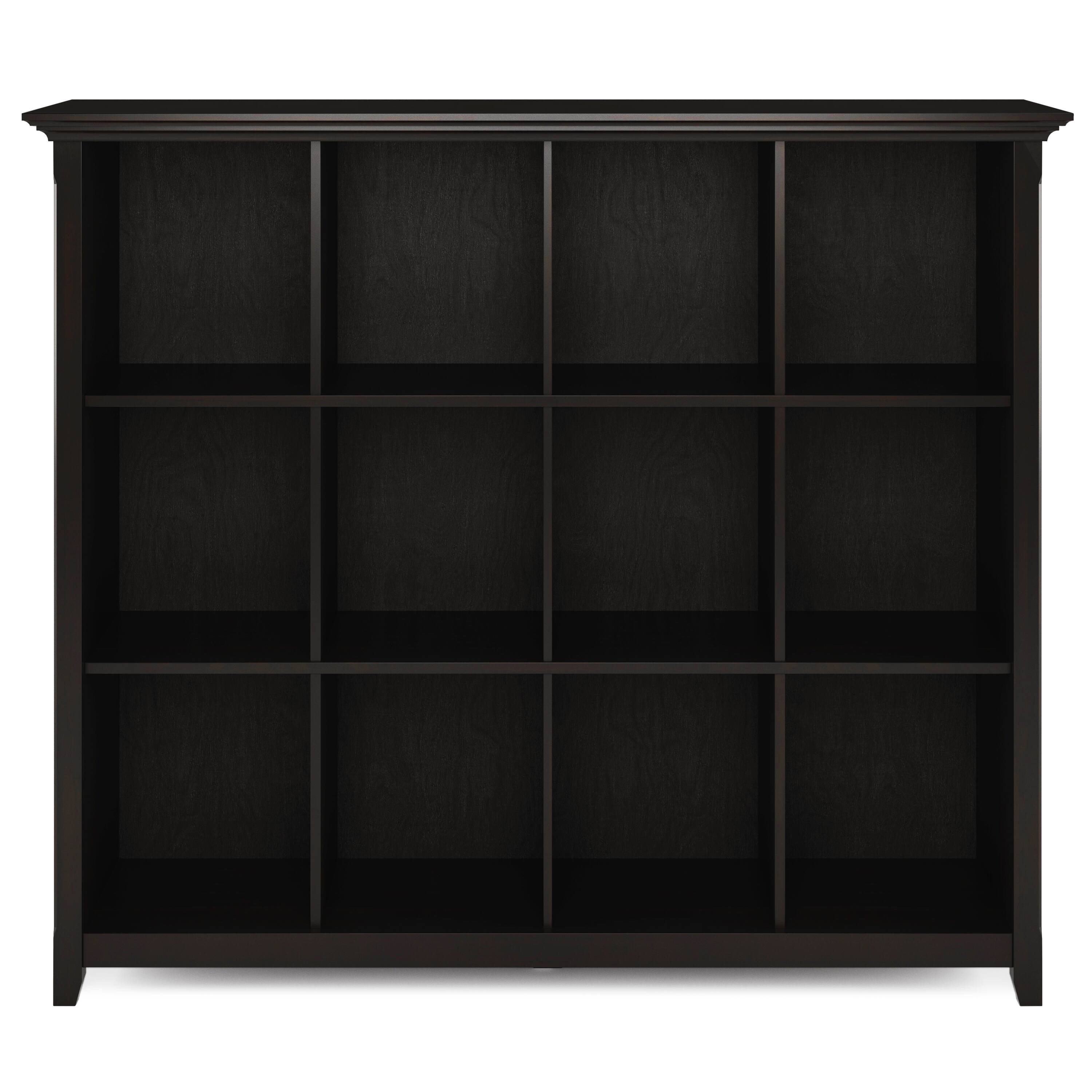 Left. Simpli Home - Amherst SOLID WOOD 48 inch x 57 inch Transitional 12 Cube Storage Bookcase in Hickory Brown - Hickory Brown.