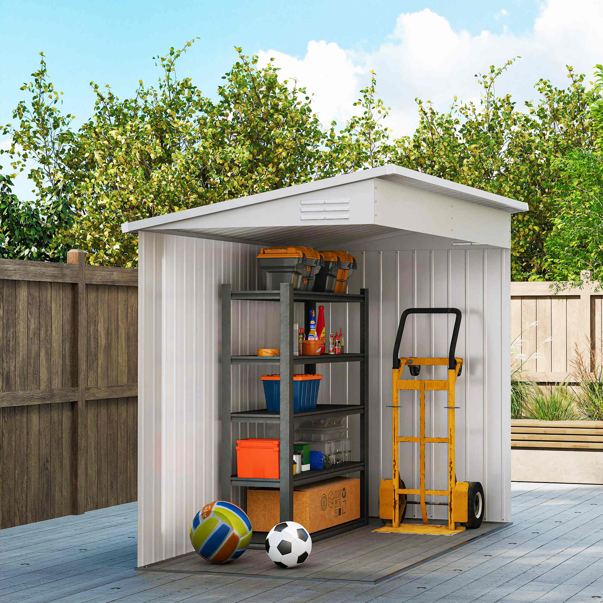Alt View 8. Outsunny - x 8' Lean to Garden Storage Shed, Outdoor Metal Tool House with Lockable Door Vents for Backyard Patio Lawn.