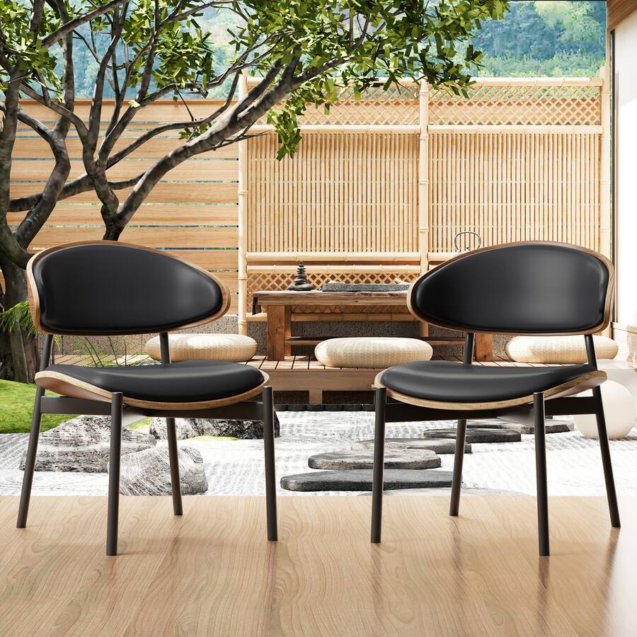 luck idea Dining Chairs Set of 2 Wood Grain Accent Arched Backrest ...
