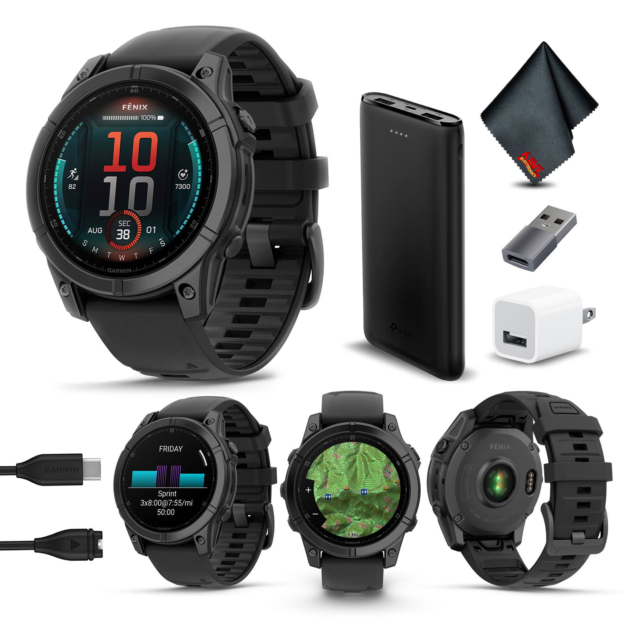 Garmin - Fenix E 47mm Slate Gray AMOLED GPS Watch Bundle - Black - (2025)