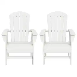 WestinTrends - Dylan HDPE Seashell Upright Adirondack Chair (Set of 2) - White