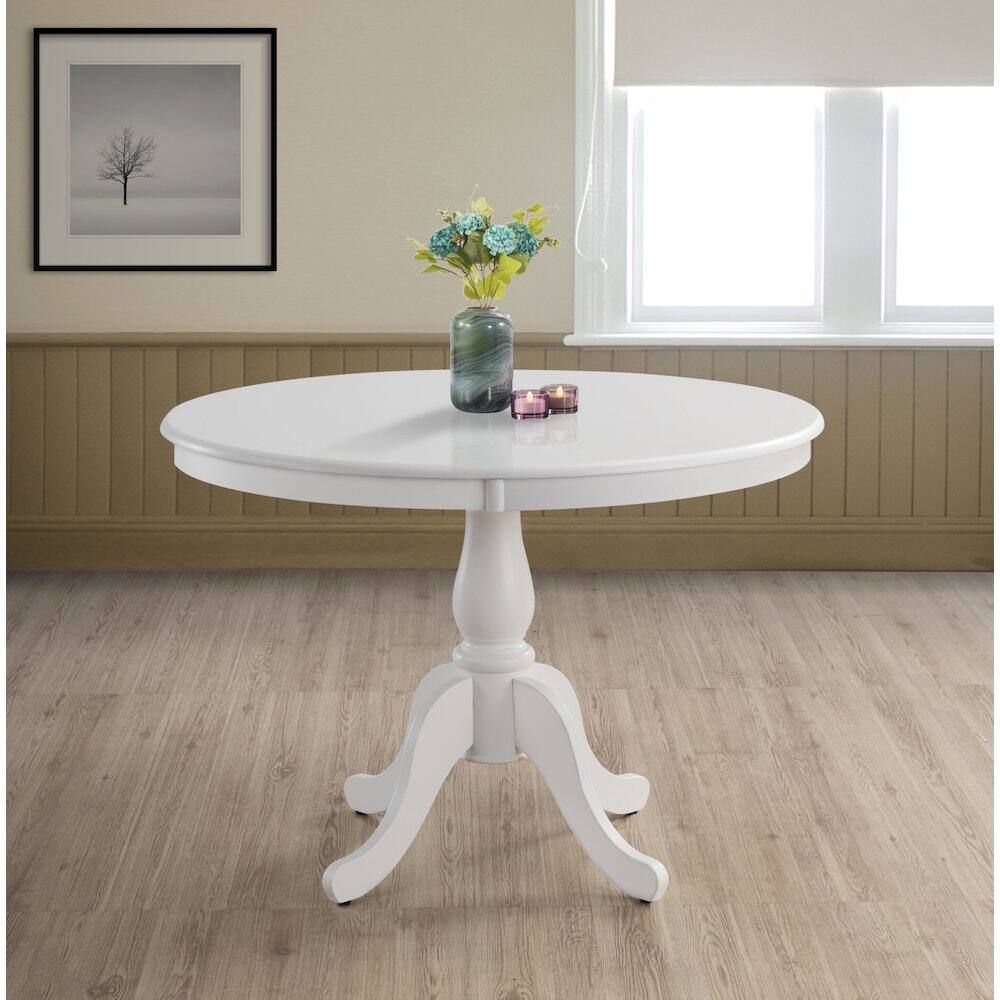 Alt View 6. Carolina Chair & Table - Fairview 42" Pedestal Dining Table with 4 Windsor Dining Chairs - Pure White - White.
