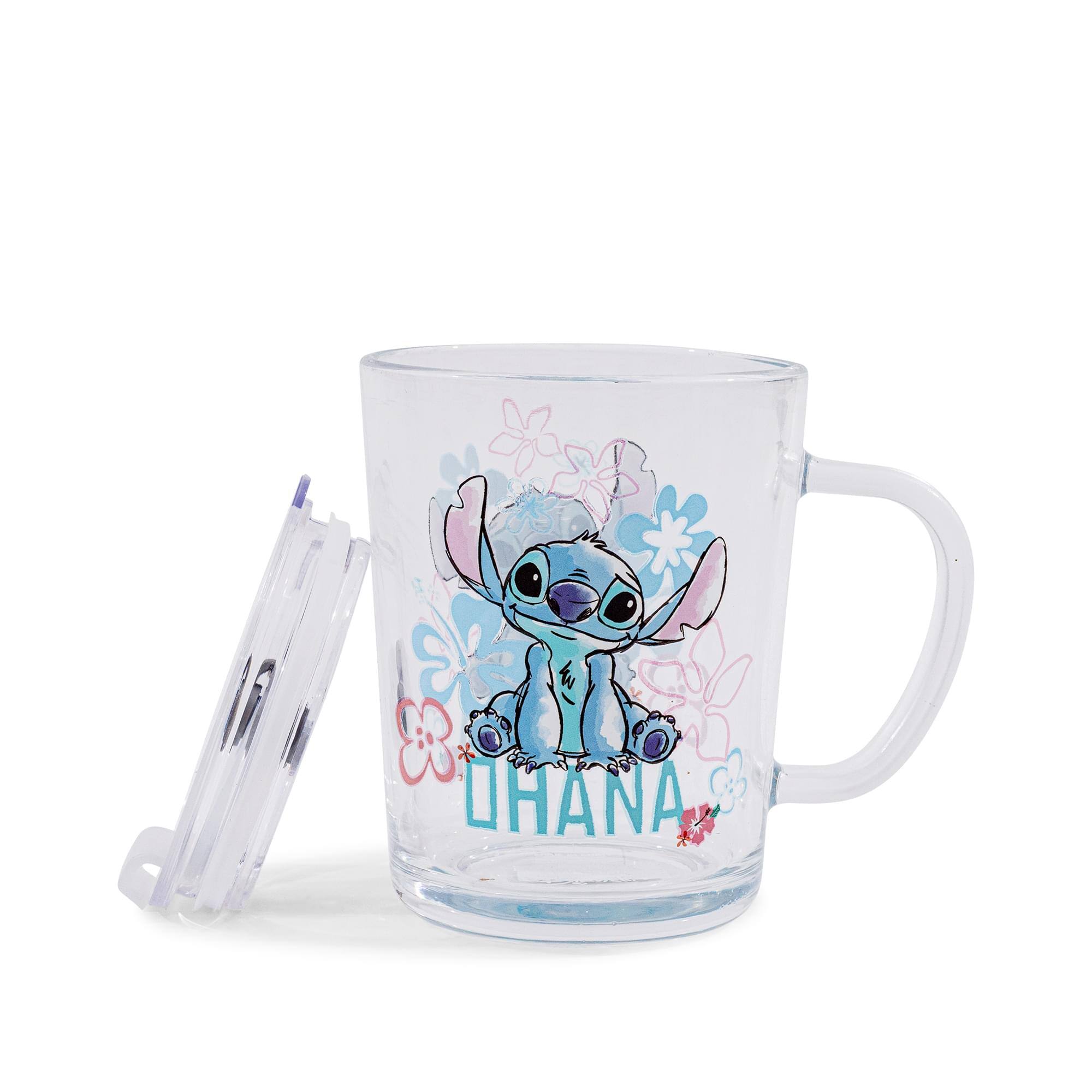 Alt View 10. Silver Buffalo - Disney Lilo & Stitch "Ohana" Glass Mug With Lid | Holds 14 Ounces - Blue.